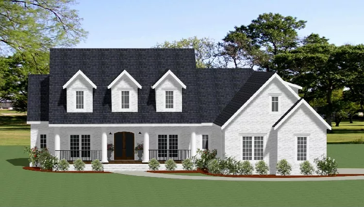 image of single story cape cod house plan 8728